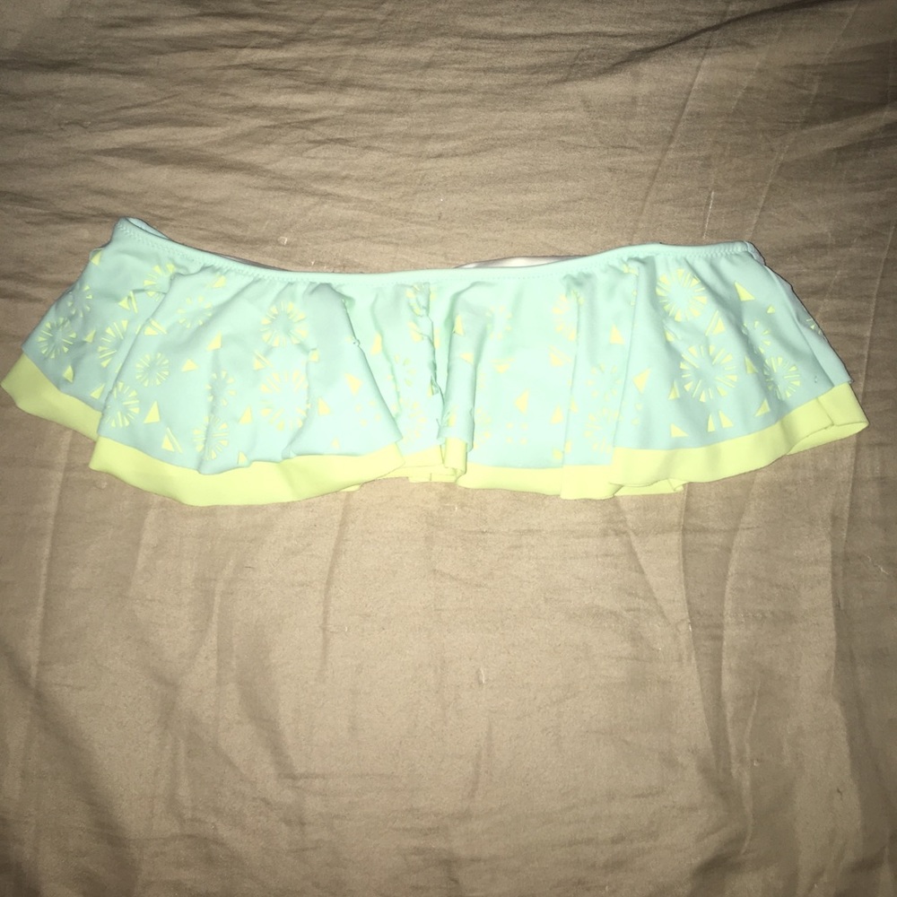 Frilly Strapless Neon Bikini Top